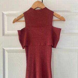 Jealousy Tomato Ribbed Dress Shoulder less Small